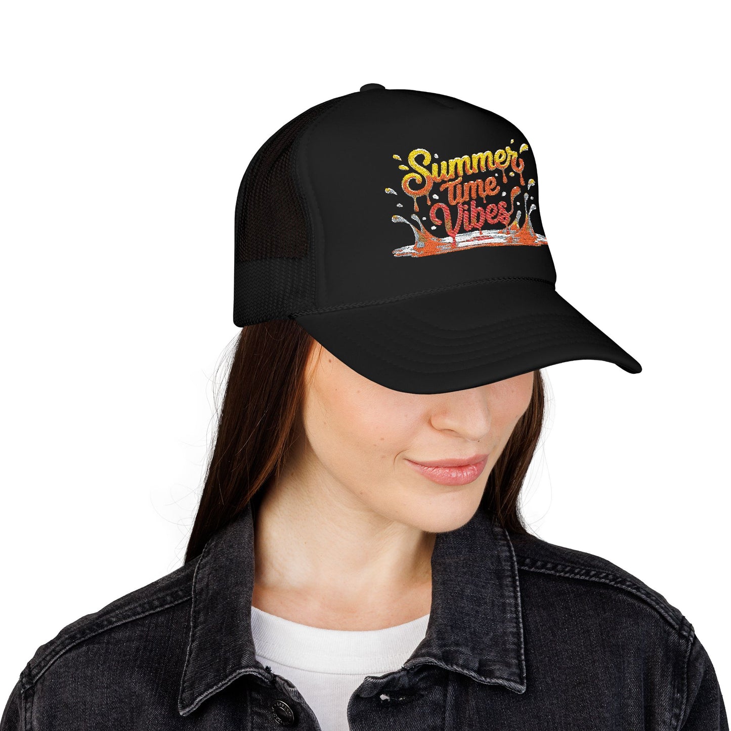Summer Time Vibes Foam Trucker Hat, Beach Hat, Gift for Him/Her, Summer Accessory, Casual Cap, Outdoor Fun