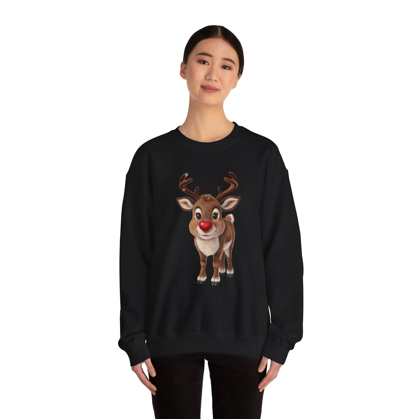 Adorable Reindeer Sweatshirt, Cozy Holiday Wear, Christmas Gift, Winter Outfit, Cute Crewneck