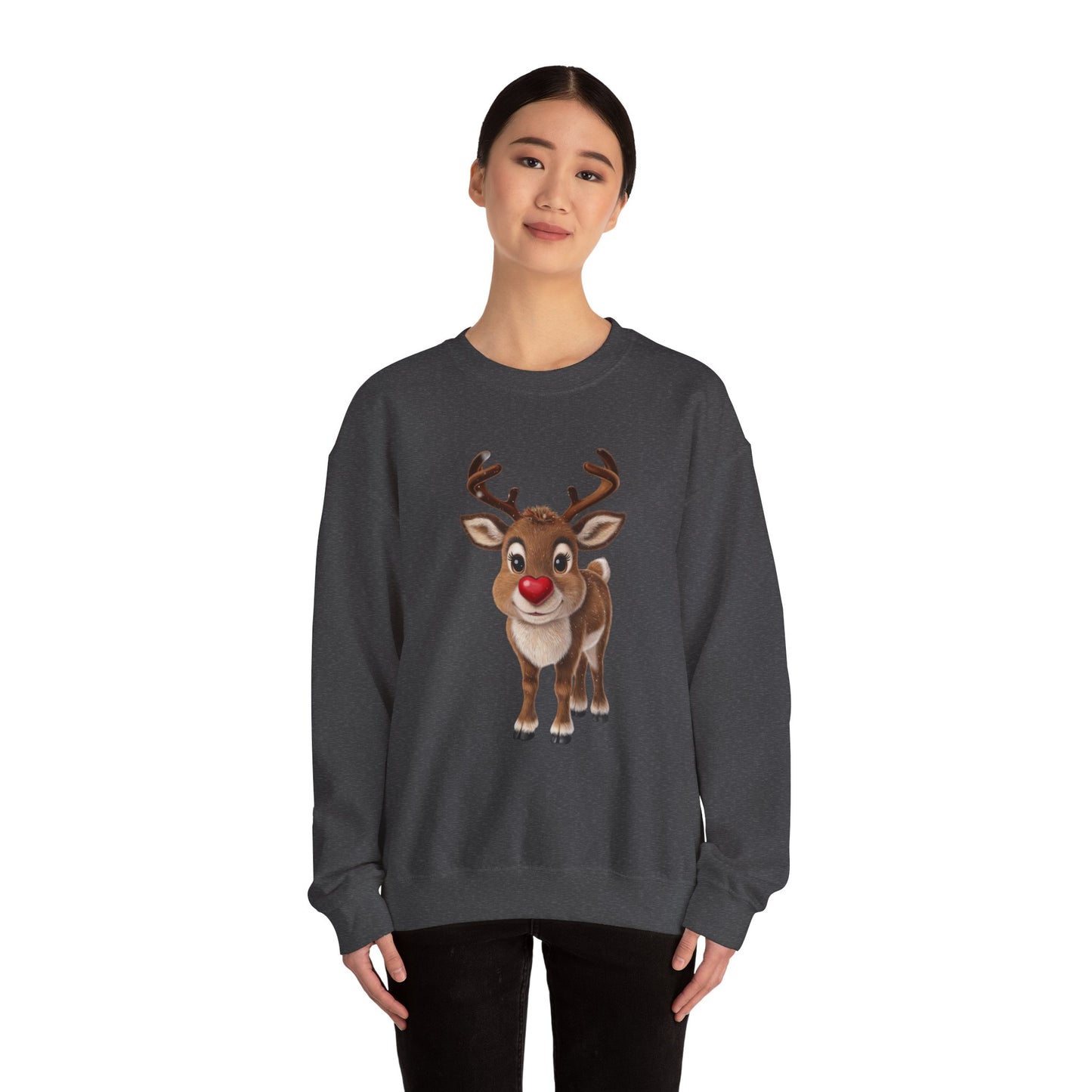 Adorable Reindeer Sweatshirt, Cozy Holiday Wear, Christmas Gift, Winter Outfit, Cute Crewneck