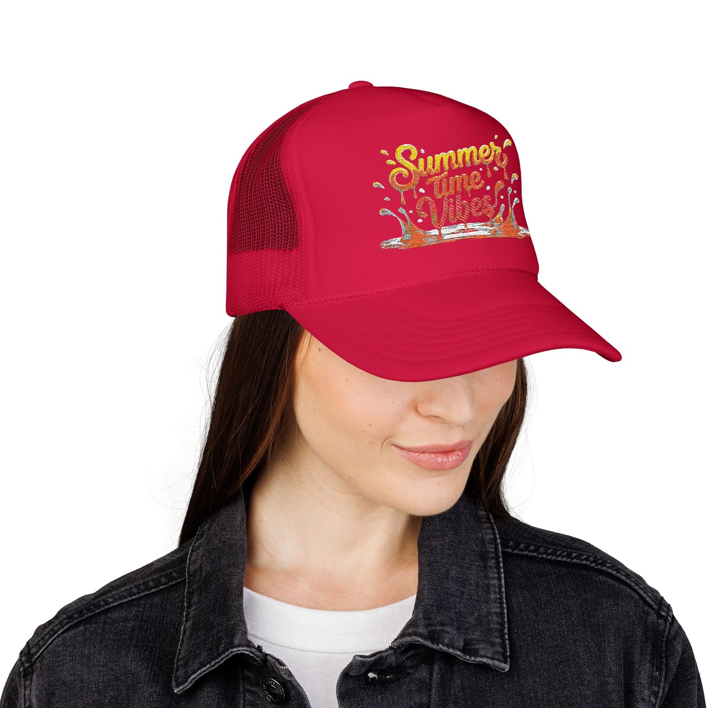 Summer Time Vibes Foam Trucker Hat, Beach Hat, Gift for Him/Her, Summer Accessory, Casual Cap, Outdoor Fun
