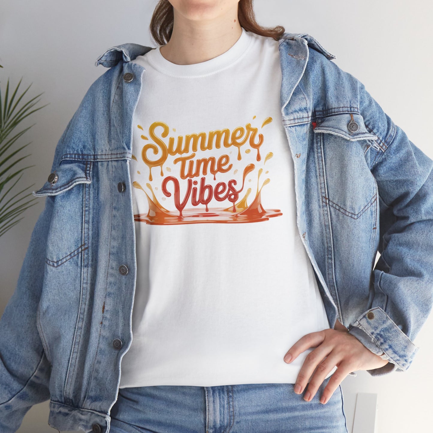 Summer Time Vibes Unisex Heavy Cotton Tee, Casual Summer Clothing, Beachwear, Vacation Top, Gift for Friends