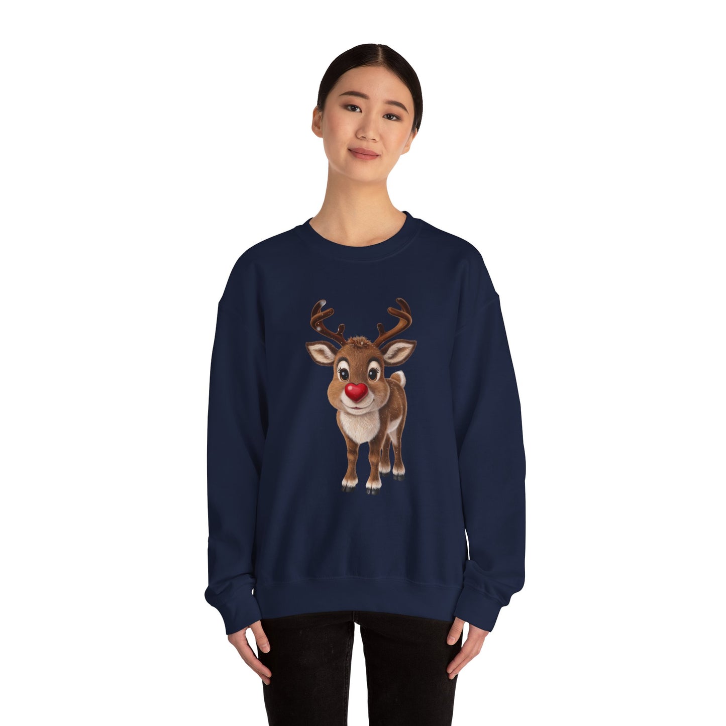 Adorable Reindeer Sweatshirt, Cozy Holiday Wear, Christmas Gift, Winter Outfit, Cute Crewneck