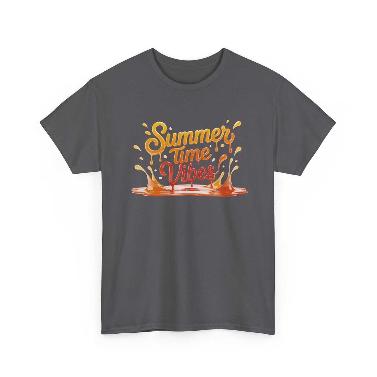 Summer Time Vibes Unisex Heavy Cotton Tee, Casual Summer Clothing, Beachwear, Vacation Top, Gift for Friends