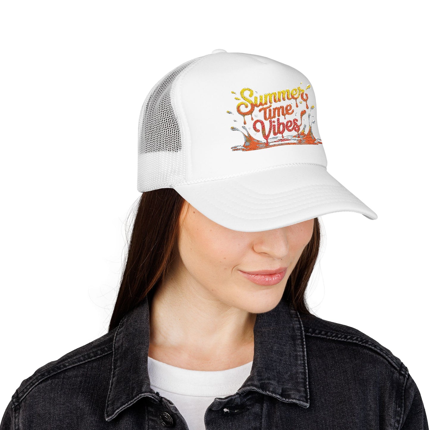 Summer Time Vibes Foam Trucker Hat, Beach Hat, Gift for Him/Her, Summer Accessory, Casual Cap, Outdoor Fun