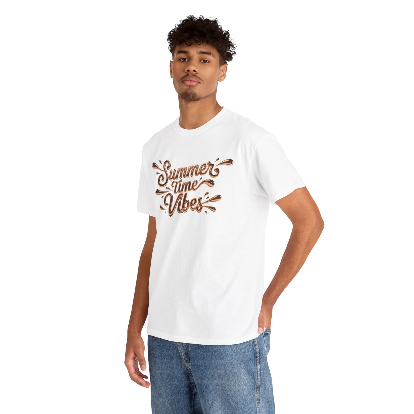 Summer Time Vibes Unisex Heavy Cotton Tee | Cute Summer Shirt, Beachwear, Vacation T-Shirt, Gift for Friends, Casual Style
