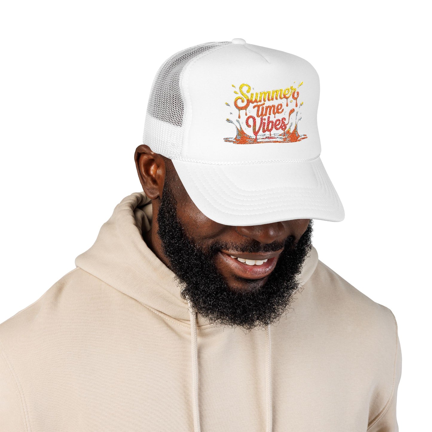 Summer Time Vibes Foam Trucker Hat, Beach Hat, Gift for Him/Her, Summer Accessory, Casual Cap, Outdoor Fun