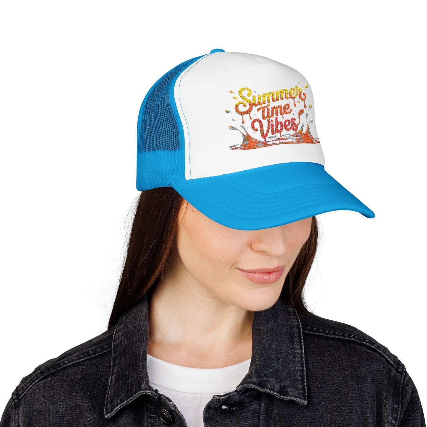 Summer Time Vibes Foam Trucker Hat, Beach Hat, Gift for Him/Her, Summer Accessory, Casual Cap, Outdoor Fun