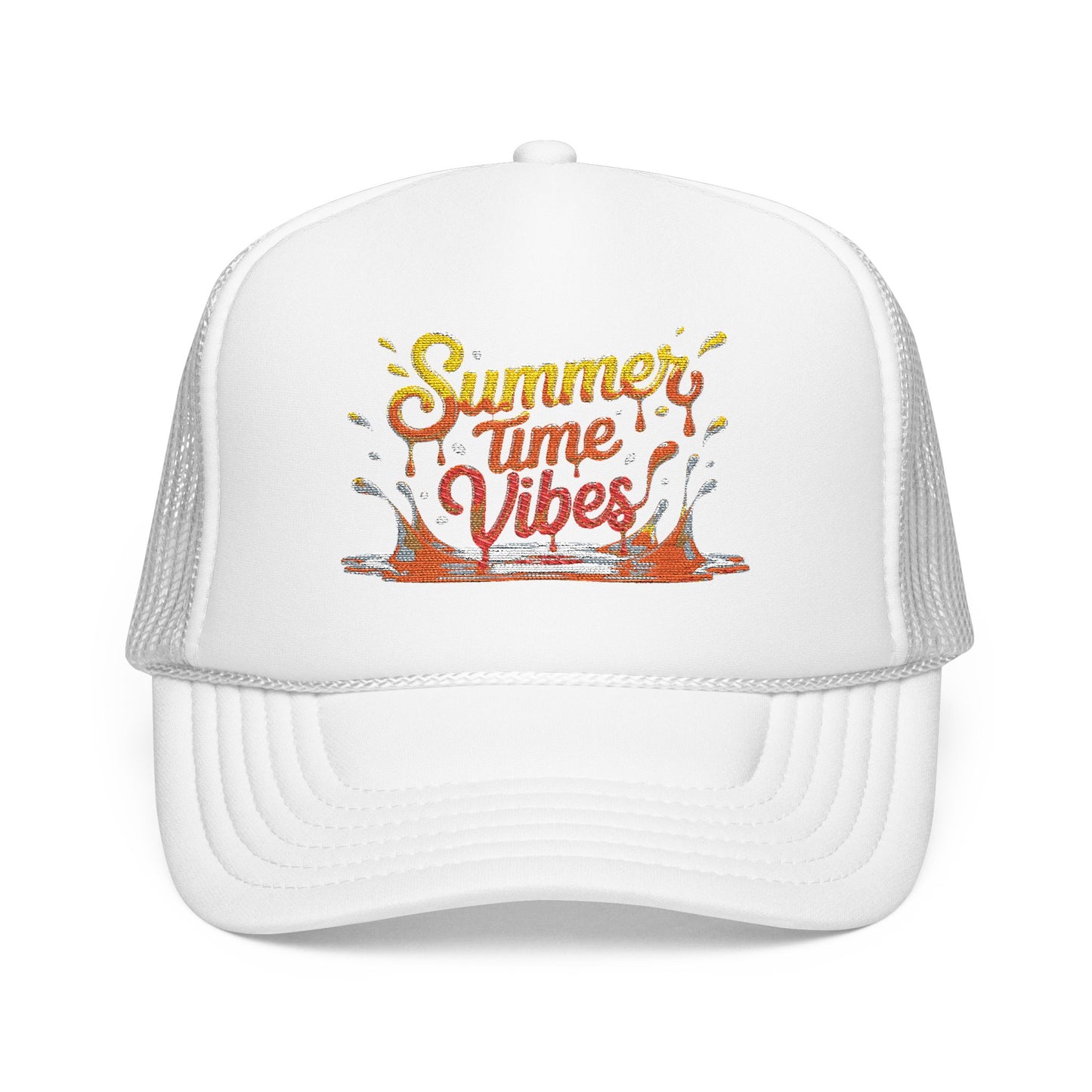 Summer Time Vibes Foam Trucker Hat, Beach Hat, Gift for Him/Her, Summer Accessory, Casual Cap, Outdoor Fun