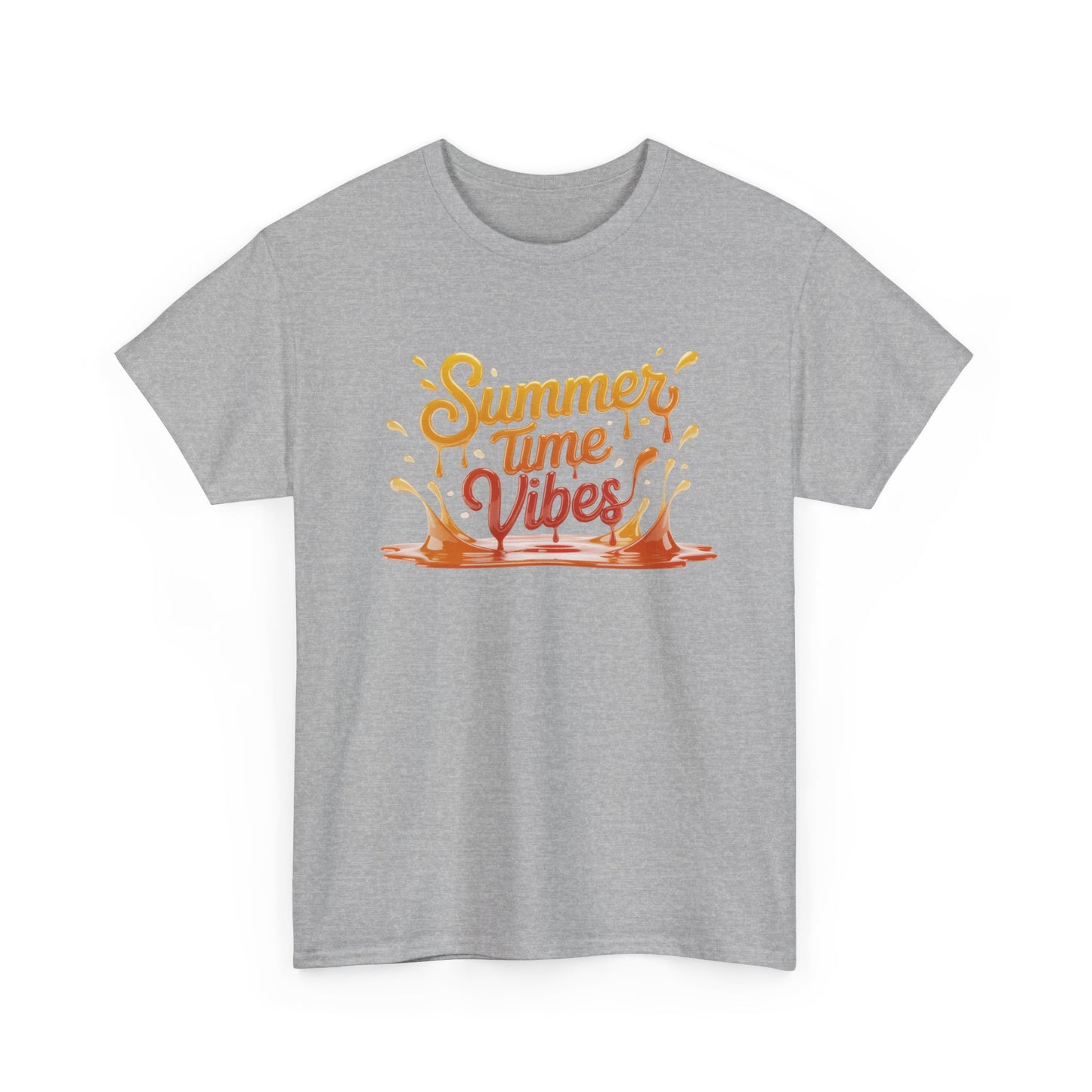Summer Time Vibes Unisex Heavy Cotton Tee, Casual Summer Clothing, Beachwear, Vacation Top, Gift for Friends