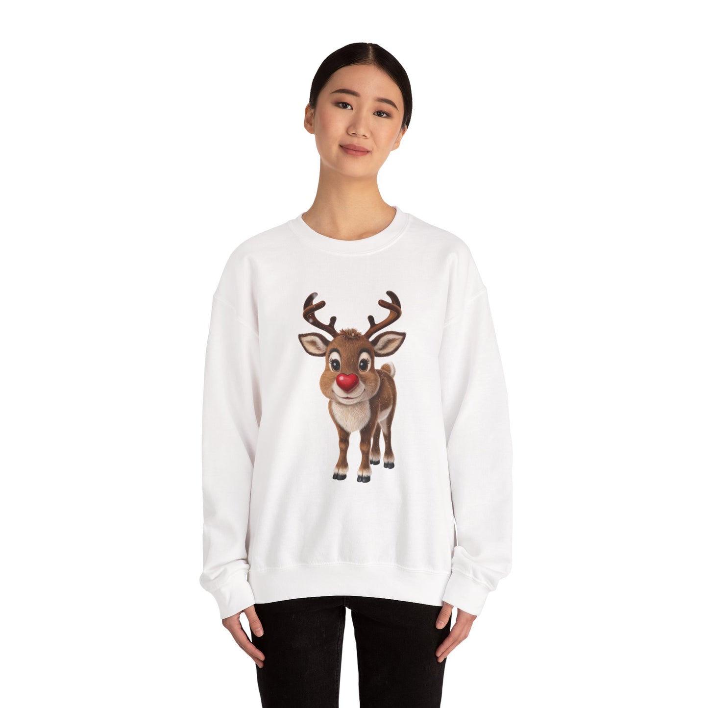 Adorable Reindeer Sweatshirt, Cozy Holiday Wear, Christmas Gift, Winter Outfit, Cute Crewneck