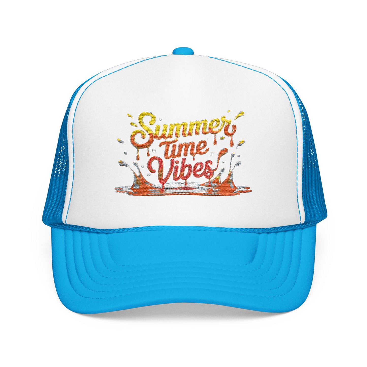 Summer Time Vibes Foam Trucker Hat, Beach Hat, Gift for Him/Her, Summer Accessory, Casual Cap, Outdoor Fun