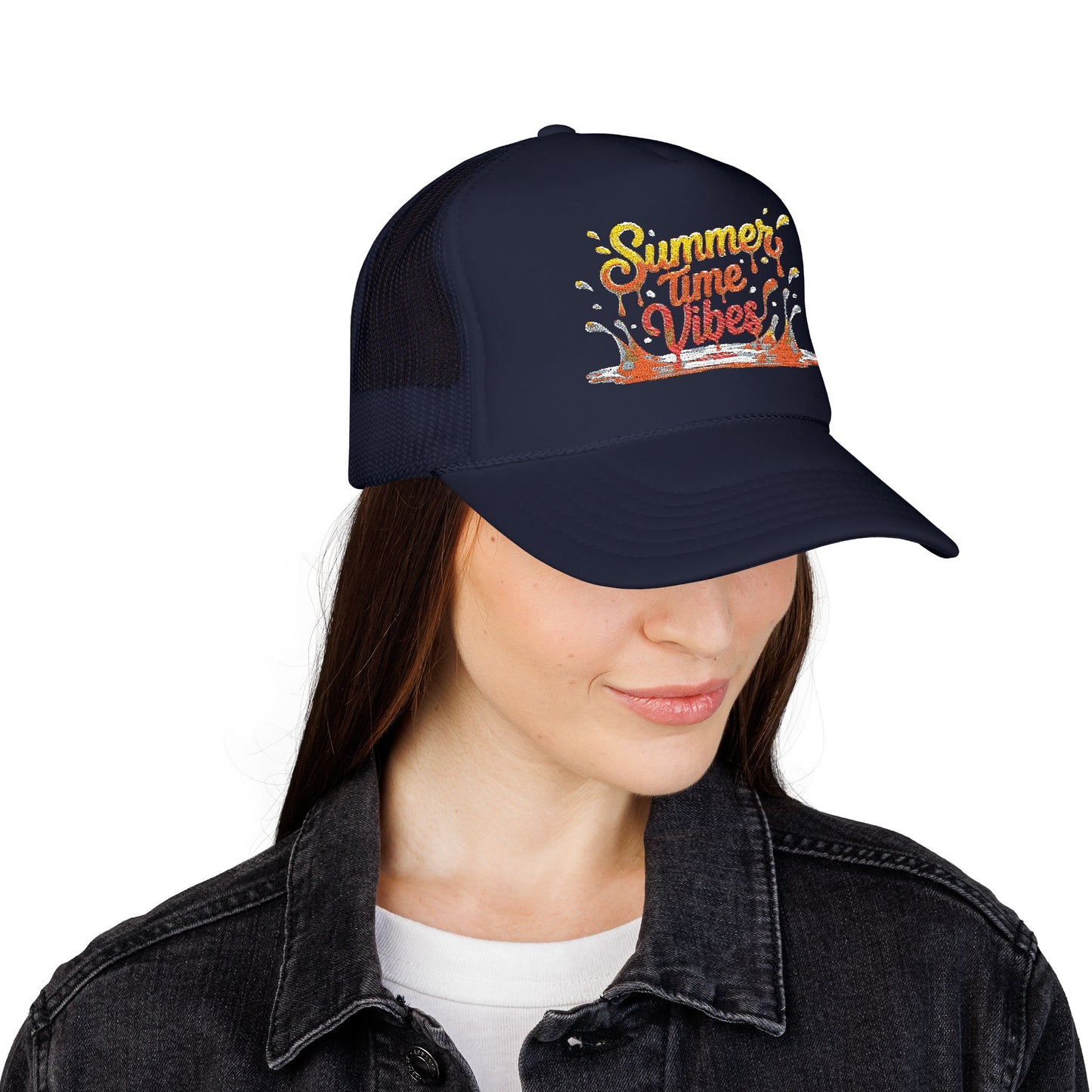 Summer Time Vibes Foam Trucker Hat, Beach Hat, Gift for Him/Her, Summer Accessory, Casual Cap, Outdoor Fun
