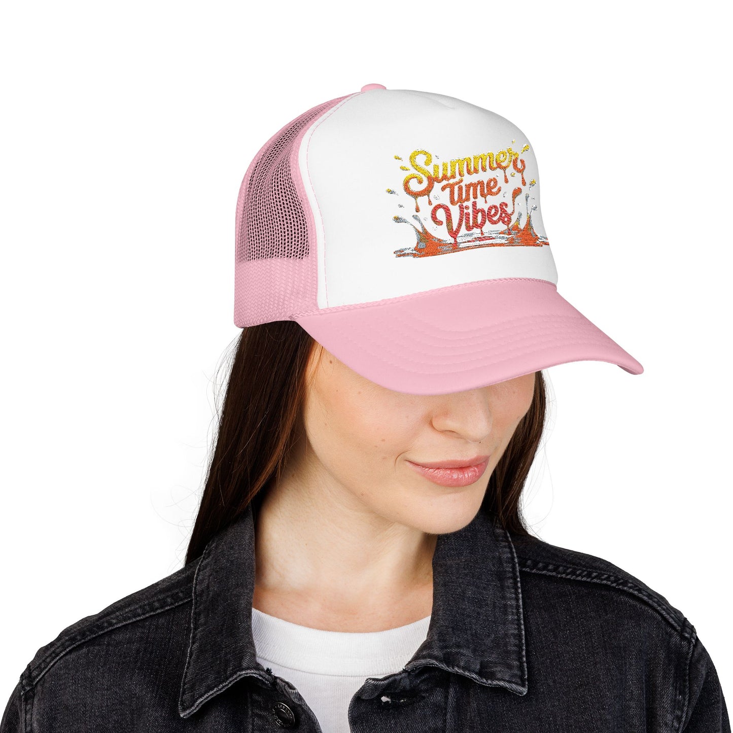 Summer Time Vibes Foam Trucker Hat, Beach Hat, Gift for Him/Her, Summer Accessory, Casual Cap, Outdoor Fun