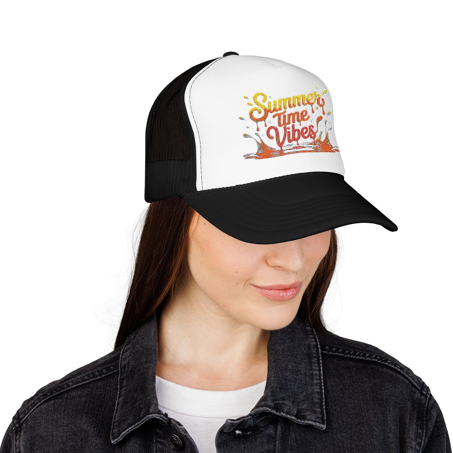 Summer Time Vibes Foam Trucker Hat, Beach Hat, Gift for Him/Her, Summer Accessory, Casual Cap, Outdoor Fun