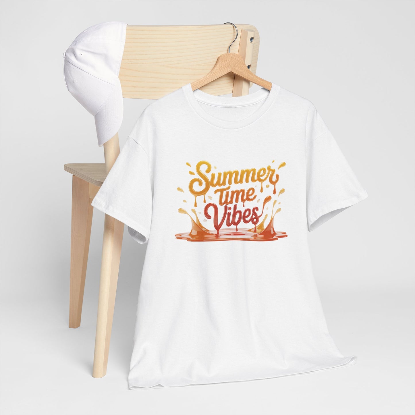Summer Time Vibes Unisex Heavy Cotton Tee, Casual Summer Clothing, Beachwear, Vacation Top, Gift for Friends