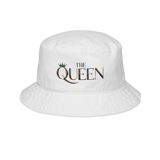 Embroidered Queen Bucket Hat, Summer Style Hat, Unique Gift for Her, Festival Accessory, Trendy Sun Hat