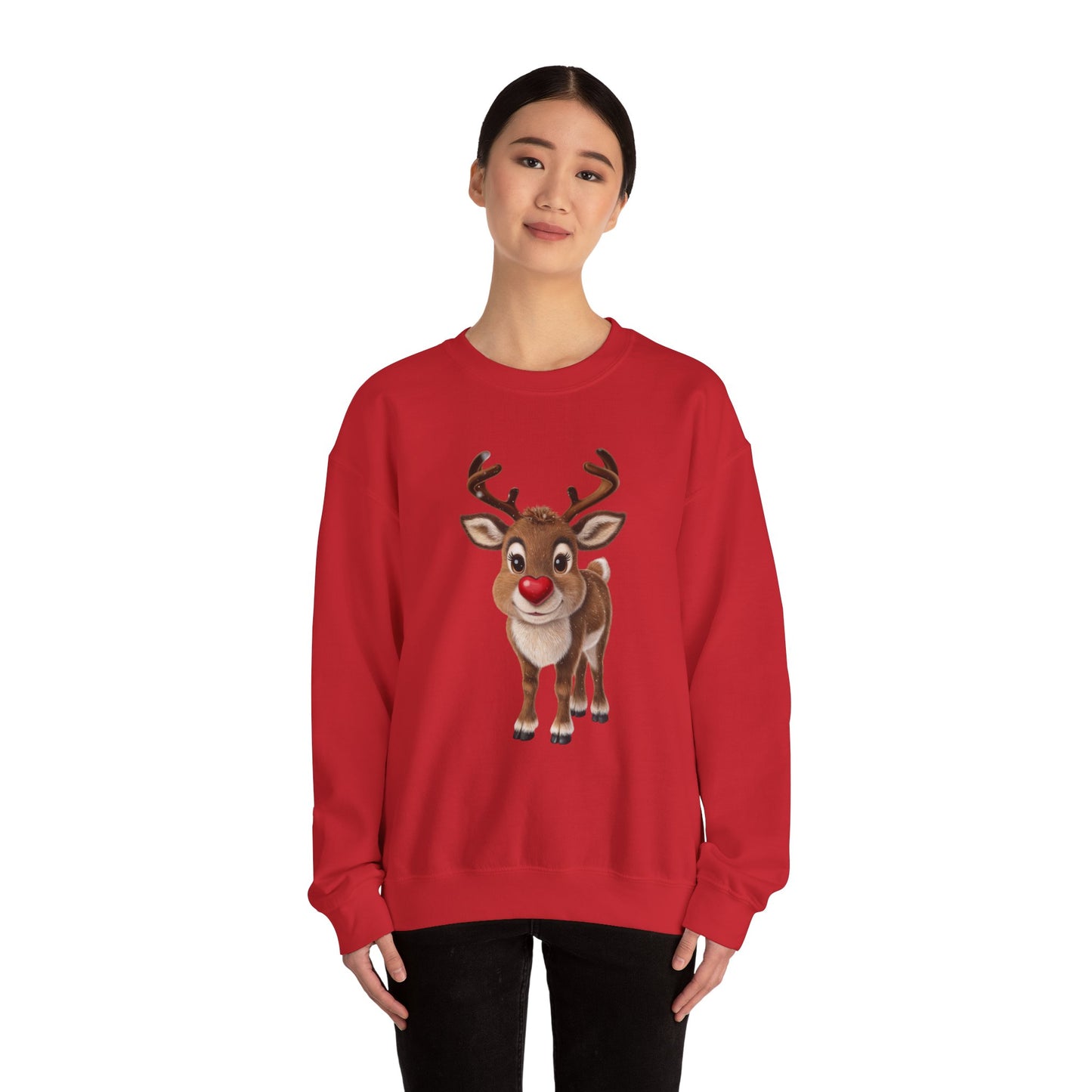 Adorable Reindeer Sweatshirt, Cozy Holiday Wear, Christmas Gift, Winter Outfit, Cute Crewneck