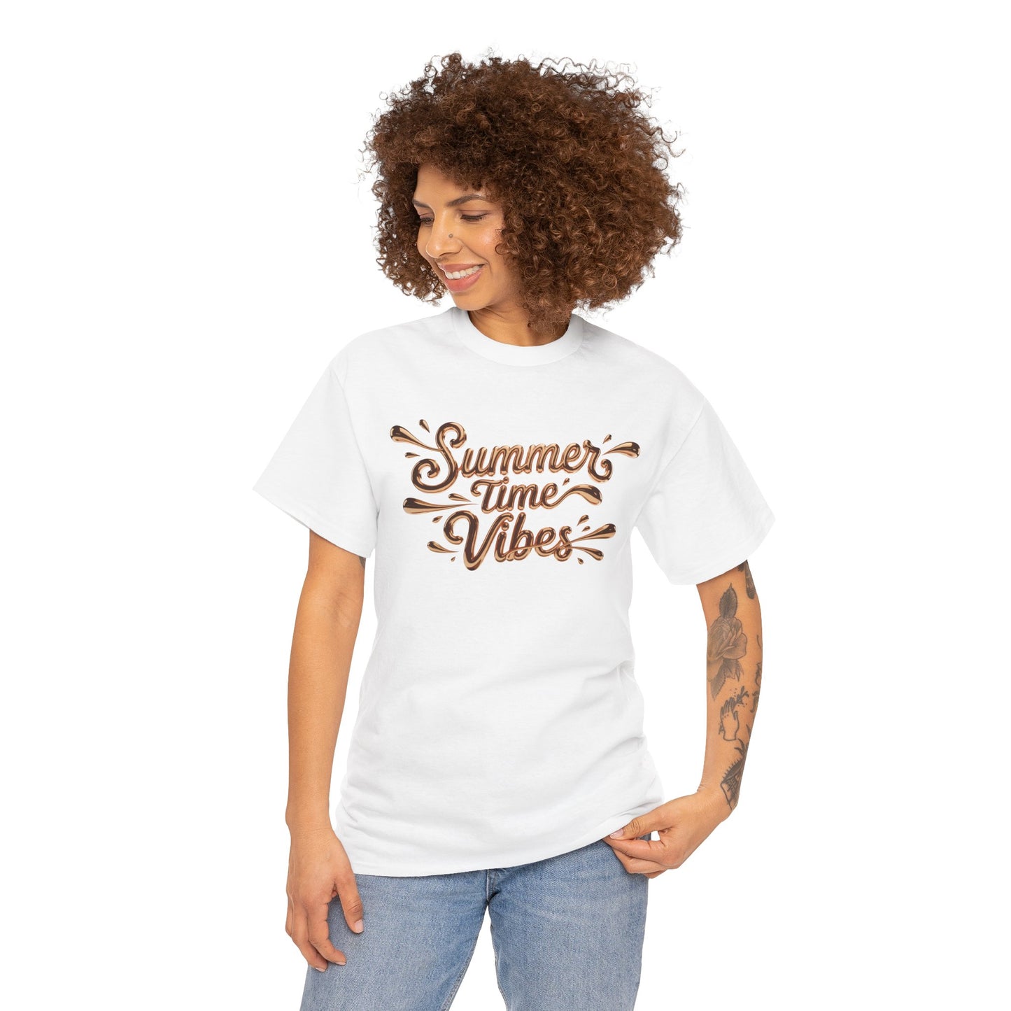 Summer Time Vibes Unisex Heavy Cotton Tee | Cute Summer Shirt, Beachwear, Vacation T-Shirt, Gift for Friends, Casual Style