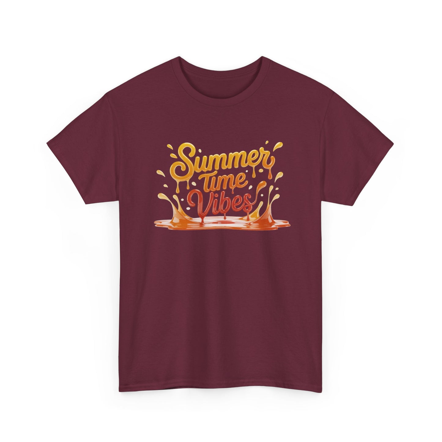 Summer Time Vibes Unisex Heavy Cotton Tee, Casual Summer Clothing, Beachwear, Vacation Top, Gift for Friends
