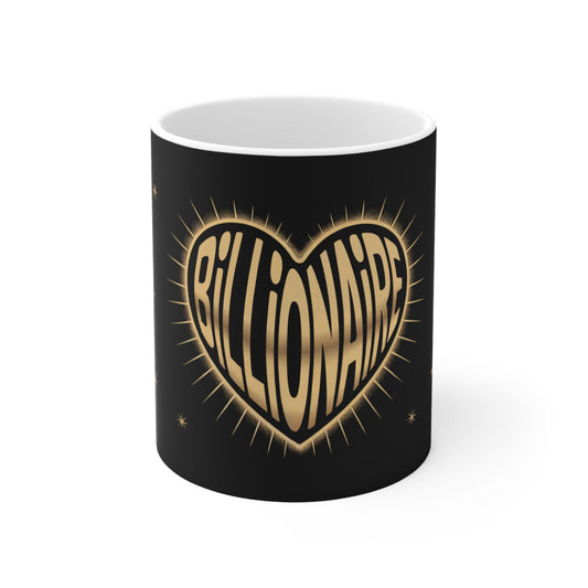 Billionaire Heart Ceramic Coffee Mug, 11oz, 15oz | Stylish Gift for Dreamers, Coffee Lovers, Birthday, Daily Use, Chic Decor