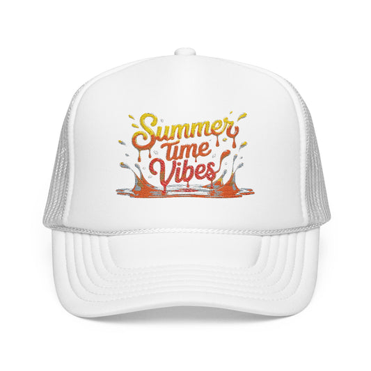 Summer Time Vibes Foam Trucker Hat, Beach Hat, Gift for Him/Her, Summer Accessory, Casual Cap, Outdoor Fun
