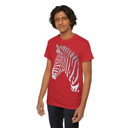 Zebra Print Unisex Heavy Cotton Tee - Animal Lover Gift, Minimalist Fashion, Nature Inspired, Eco-Friendly Apparel, Casual Outfit