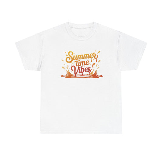 Summer Time Vibes Unisex Heavy Cotton Tee, Casual Summer Clothing, Beachwear, Vacation Top, Gift for Friends